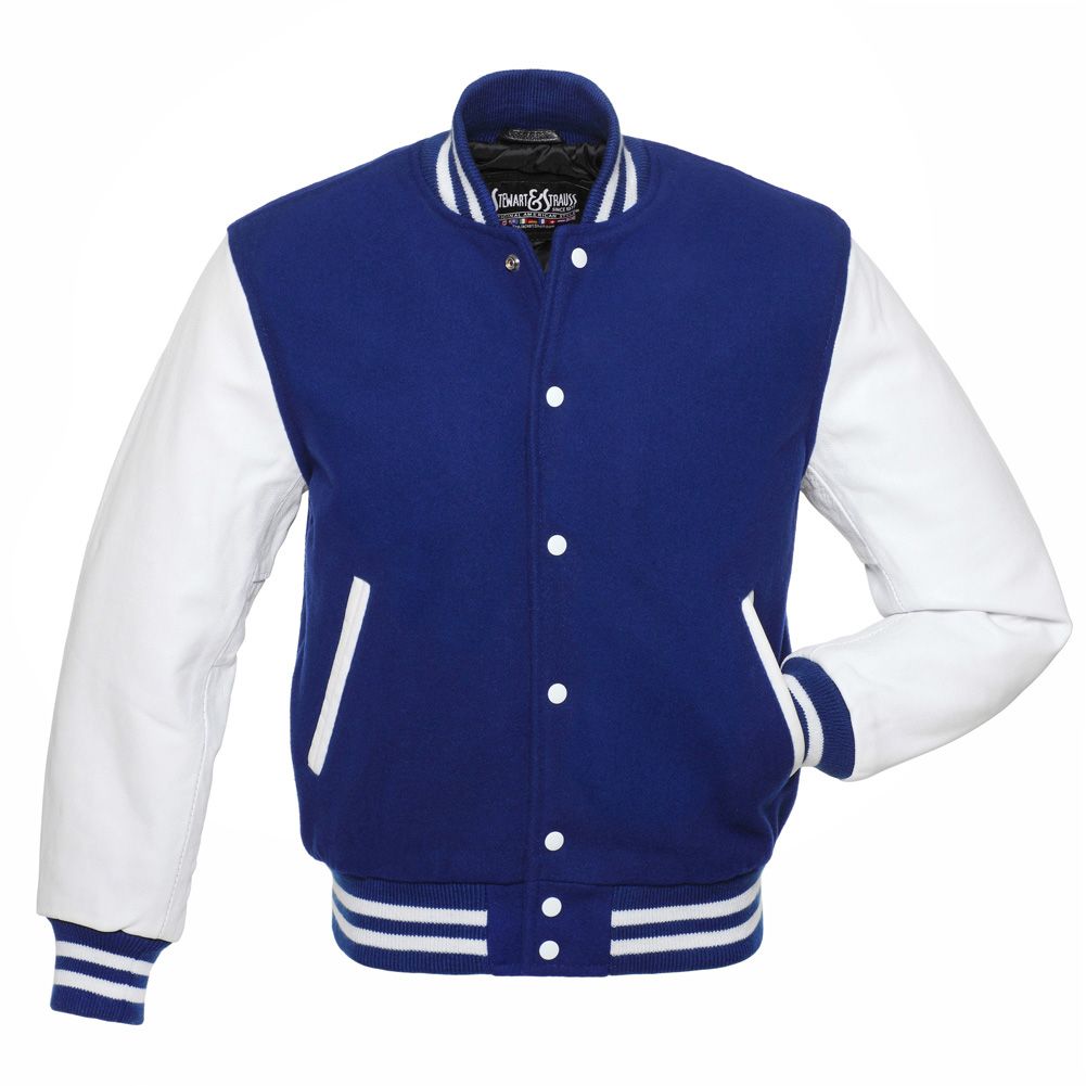 Buy Royal Blue Wool White Vinyl Letterman Jackets for Kids