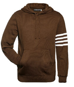 Brown and White Hoodie Sweater - Front